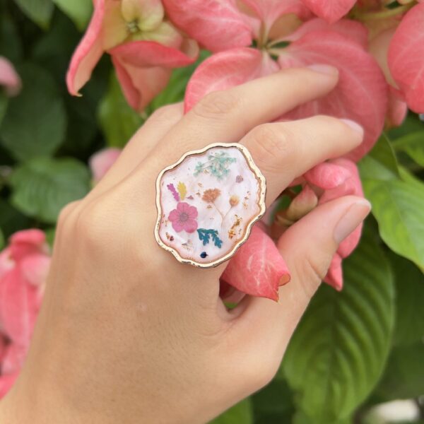 Anel organico Floral Multicor 